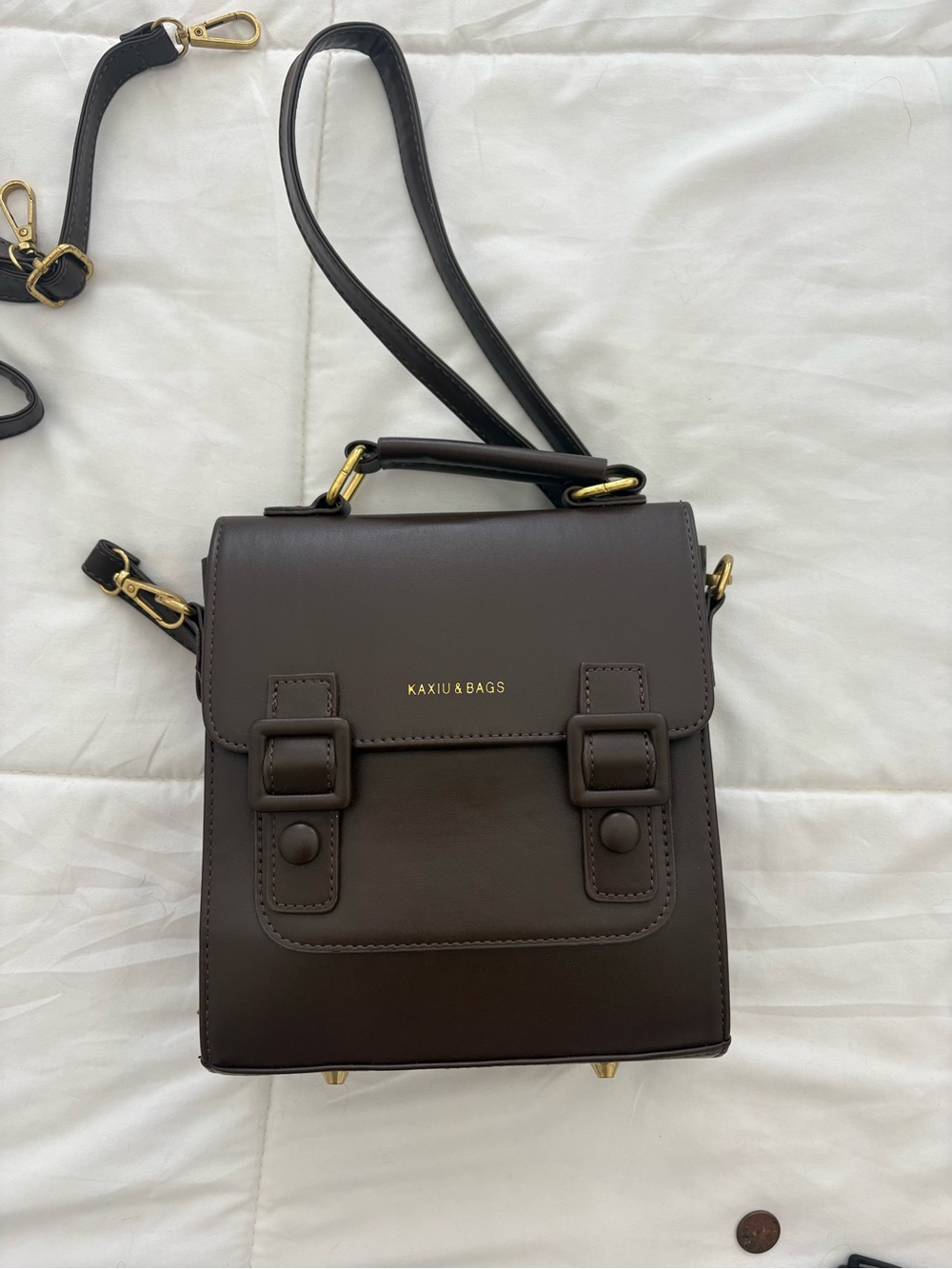 Women's Dark Brown Structured Crossbody Bag
